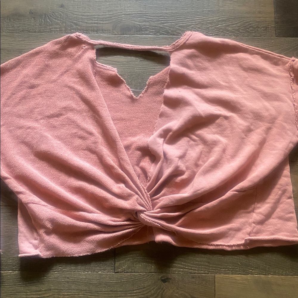 Aerie open knot back French terry crop sweatshirt - Picture 3 of 7